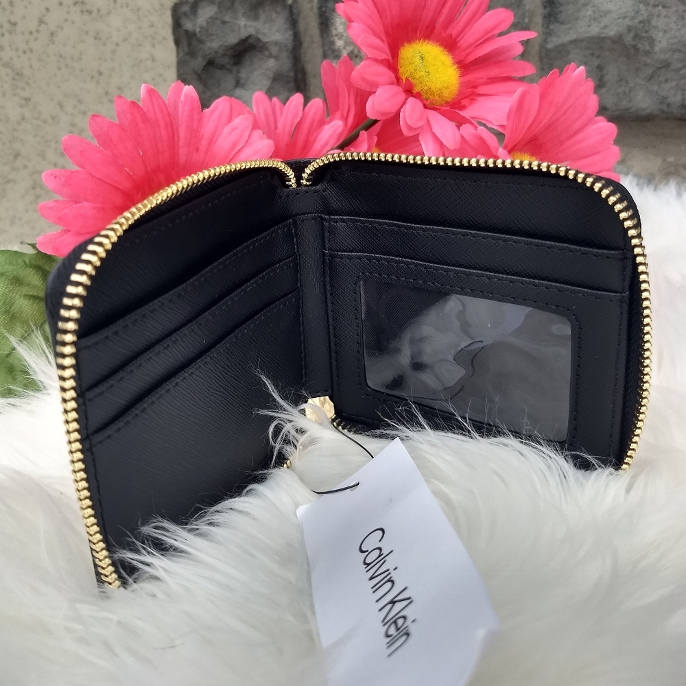 WALLET SOLD Calvin Klein Signature Black Floral Shopper Tote + Wallet - Picture 15 of 16